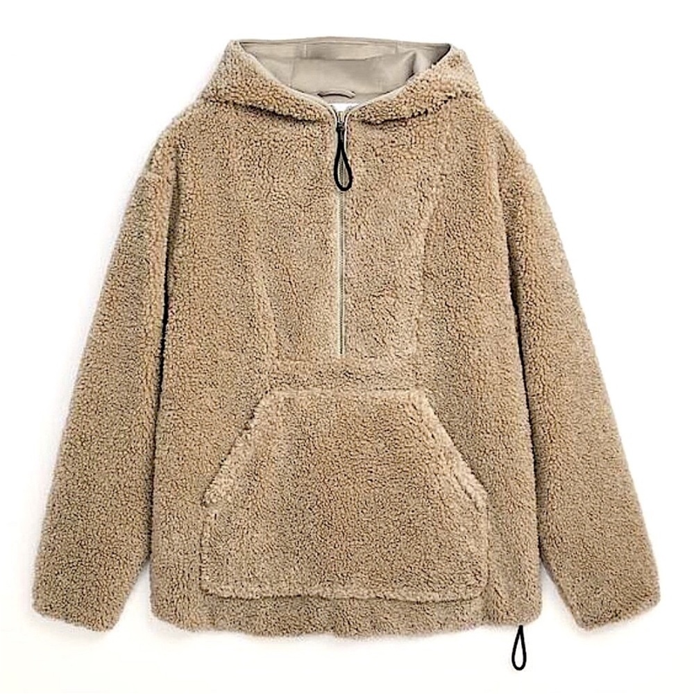 Zara Tan Performance Jacket with Hood and Fleece